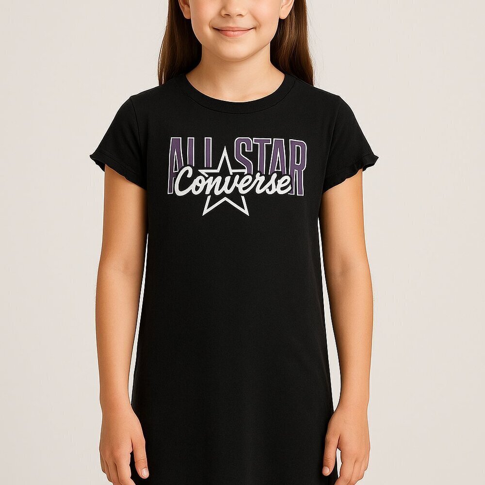 Converse “All Star” Logo T-Shirt Dress – Girls L (12–13 yrs) – Black – NWT